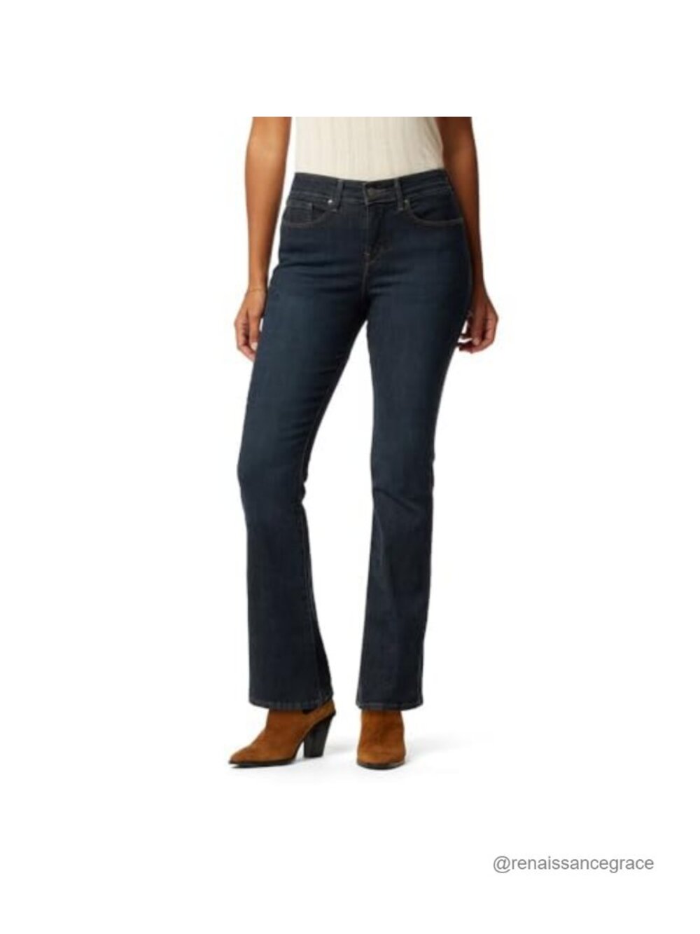 Mid Rise Bootcut Jeans Super Stretch Tummy Smoothing Stretch Denim
